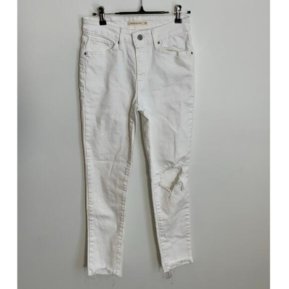 Levi High Rise Skinny‎ Distress Cropped Jeans size 27 - Picture 1 of 6